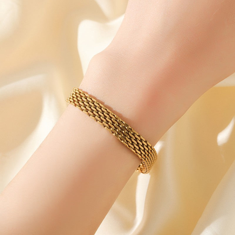GANEMLY Conjunto de joias à prova d'água de aço inoxidável 316L, colar de corrente larga de metal, pulseiras, conjunto de joias com pingente de corrente dourada, presente