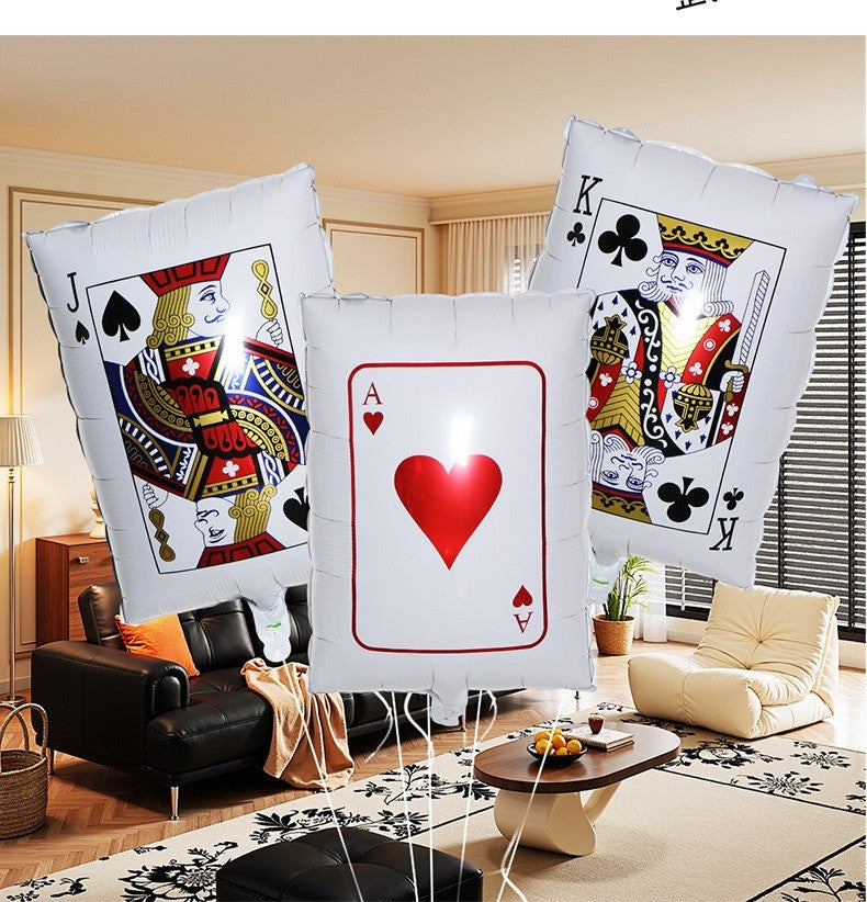 10Pcs Poker Cards Casino Balloon Aluminum Foil Balloons Wedding Christmas Party Shower Birthday Decoration Heart Club