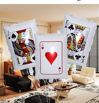 10Pcs Poker Cards Casino Balloon Aluminum Foil Balloons Wedding Christmas Party Shower Birthday Decoration Heart Club