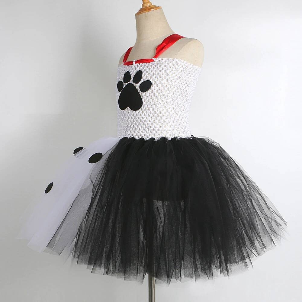 Dalmatians Dog Tutu Dress for Baby Girls White Black Spotted Dog Halloween Costumes Kids Puppy Outfits Children Animal Clothes