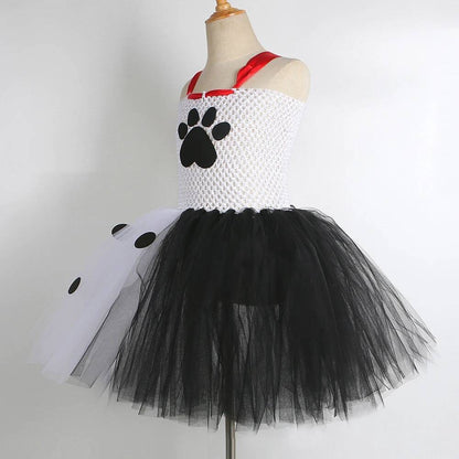 Dalmatians Dog Tutu Dress for Baby Girls White Black Spotted Dog Halloween Costumes Kids Puppy Outfits Children Animal Clothes