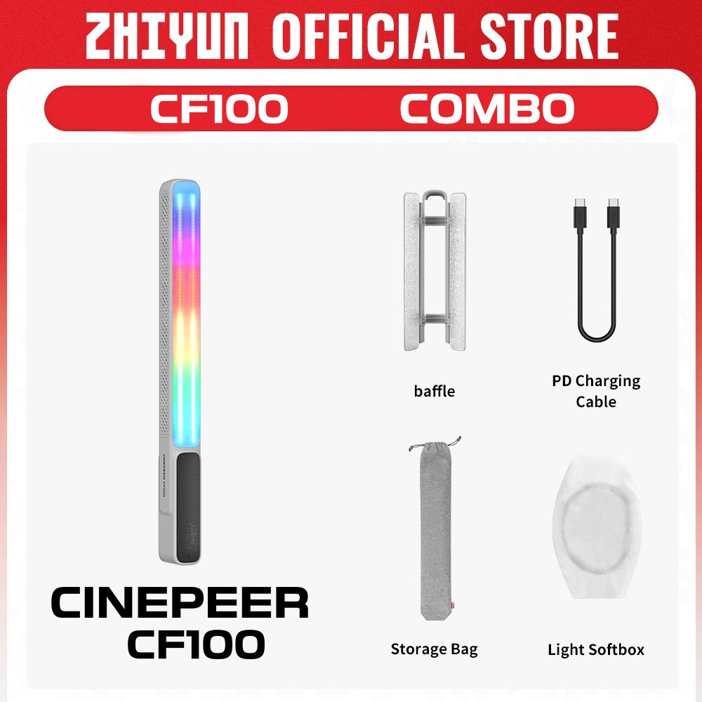 ZHIYUN Oficial CINEPEER CF100 100W RGB Bastão de Luz Portátil Luzes LED 2700K-6500K para Foto Vídeo Streaming Iluminação Fotográfica
