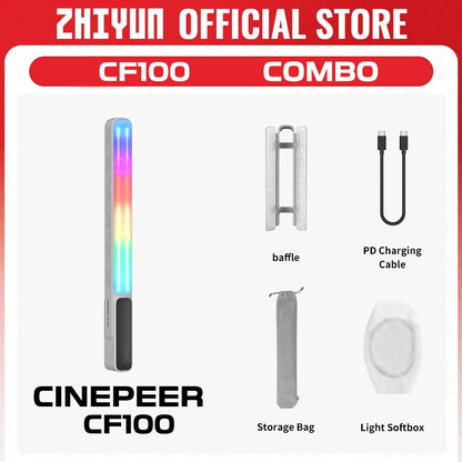 ZHIYUN Oficial CINEPEER CF100 100W RGB Bastão de Luz Portátil Luzes LED 2700K-6500K para Foto Vídeo Streaming Iluminação Fotográfica