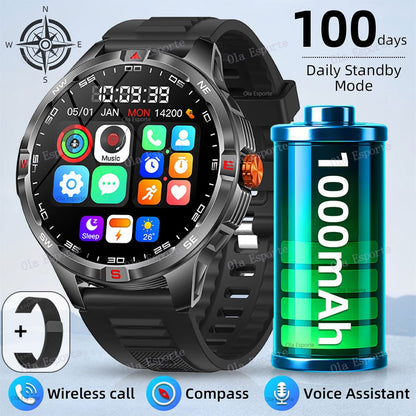 T-Rex 3 Military 1000mAh Battery Smart Watch 10ATM Waterproof GPS Track Compassr Bluetooth Call AMOLED Men Swim Sport Smartwatch