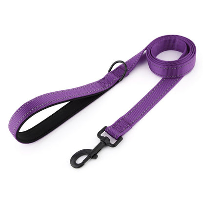 Coleira de cachorro Laeds Leashes, coleira de cachorro de nylon de seda reflexiva para cães grandes, médios e pequenos passearem, corda engrossada para passear com animais de estimação