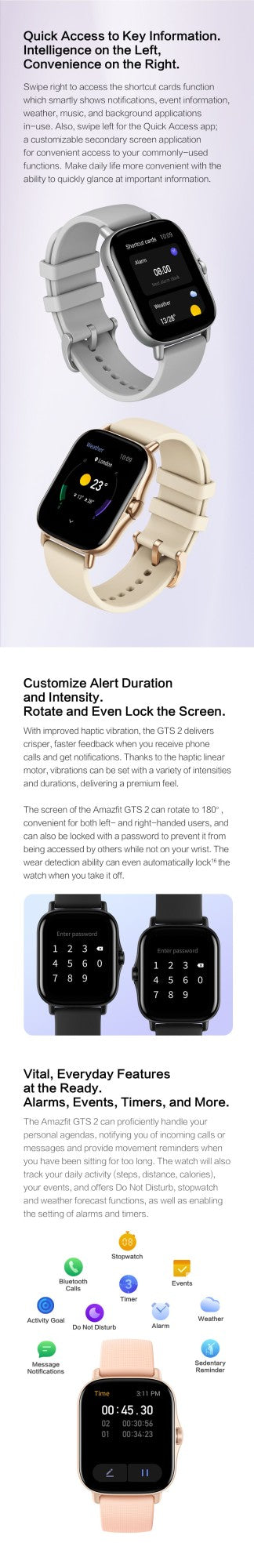 [Nova Versão] Smartwatch Amazfit GTS 2 43mm Rastreamento Completo de Saúde e Fitness Smart Watch com Alexa Integrada