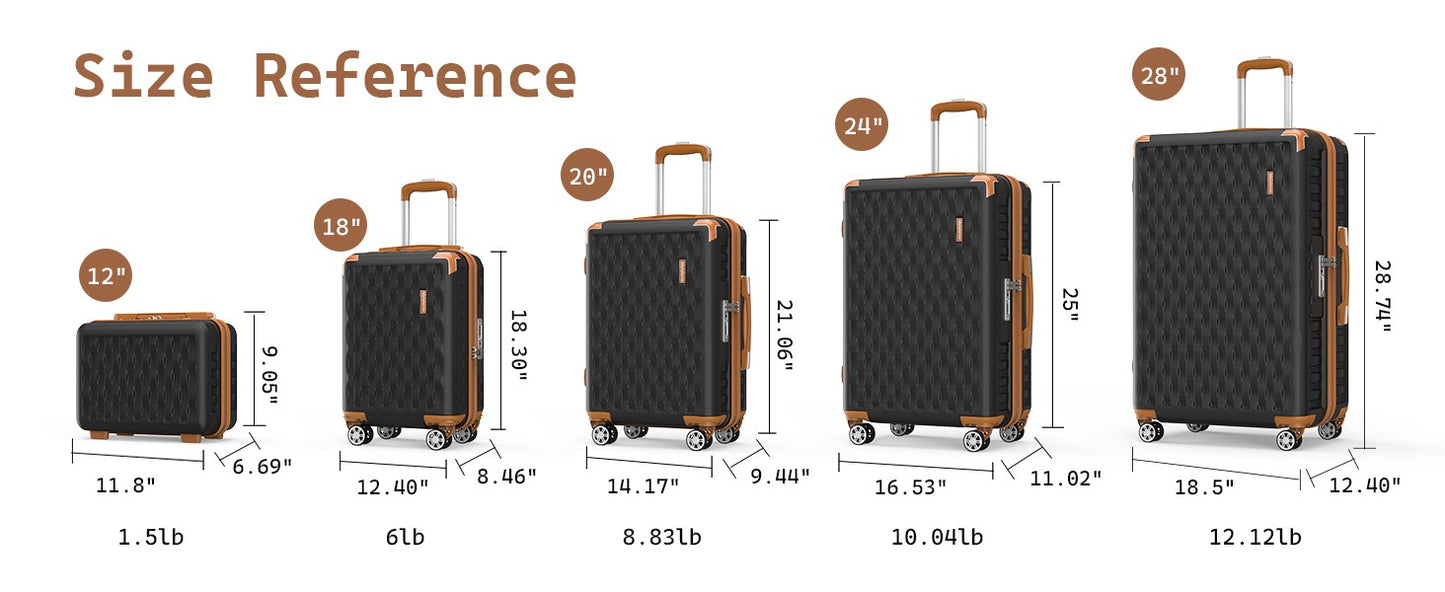 Melalenia Luggage Sets 7 Piece Hard Shell Carry on Suitcase with Spinner Wheels and TSA Lock, Lightweight Travel Duffel Bag