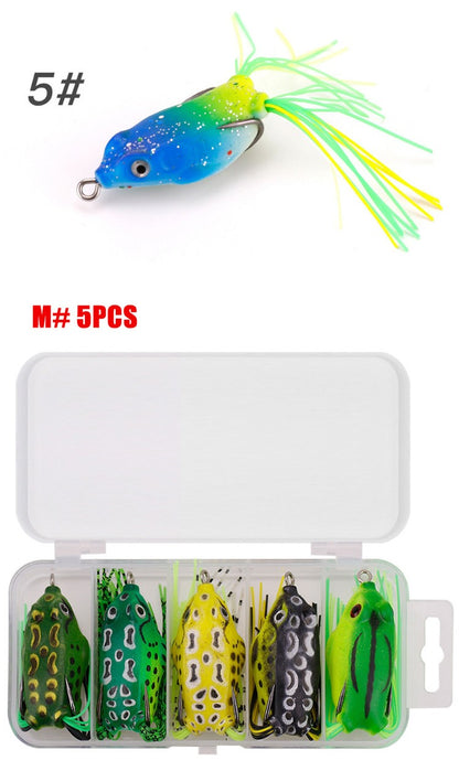 WEIHE 5pcs/15pcs iscas de pesca de sapo combo kit de iscas de pesca macias caixa de equipamento kits de pesca sapos de PVC unidade