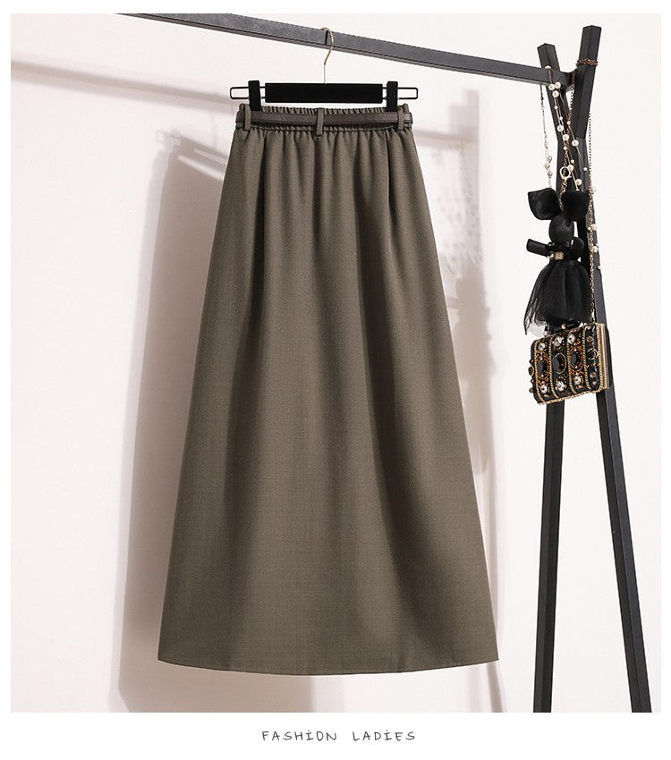 2025 Plus Size Skirts for Women Autumn Elegant Solid Women's Wrap Umbrella Skirts Korean High Waisted Suit Pleated Skirt