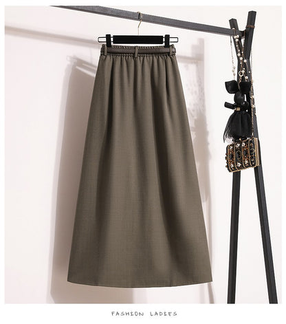 2025 Plus Size Skirts for Women Autumn Elegant Solid Women's Wrap Umbrella Skirts Korean High Waisted Suit Pleated Skirt