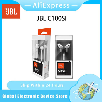 Fone de ouvido intra-auricular com fio JBL C100SI, estéreo para aulas on-line, jogos, com microfone para chamadas, arejado, para uso em laptop e reuniões