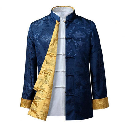 Chinese Style Traditional Clothing Tang Suit Coat Retro Long Sleeved Stand Collar Reversible Keep Warm Vintage Chinese Shirt