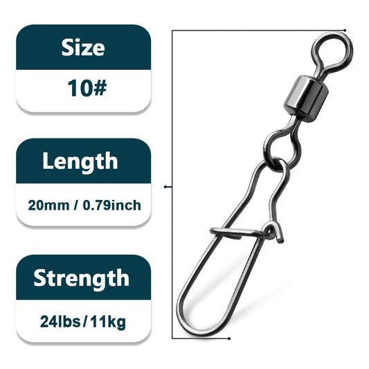 Giradores de Encaixe Duo-Lock 50~200 Peças Girador de Pesca Encaixe de Aço Inoxidável Latão Água Salgada Conectores de Barril Rotativo para Pesca