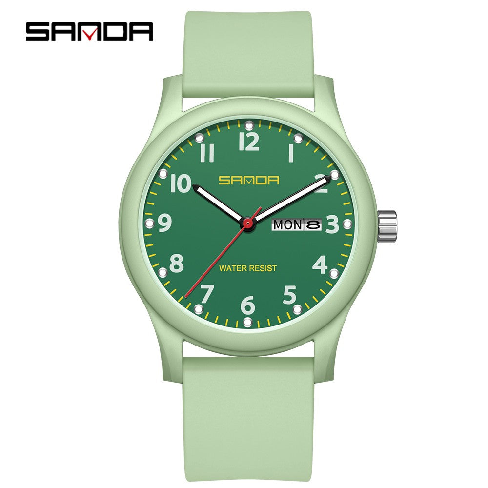 SANDA 3263 Fashion Casual Men Watch Silicone Strap Waterproof Luminous Clock Unisex Wristwatch Date Week Sport Man Watches
