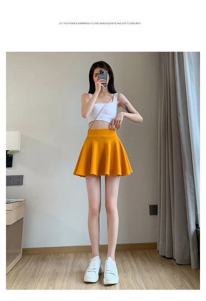 Bubble Short Skirt Women Half Skirt Anti Exposure High Waist Sun Underwear Hundred Pleats