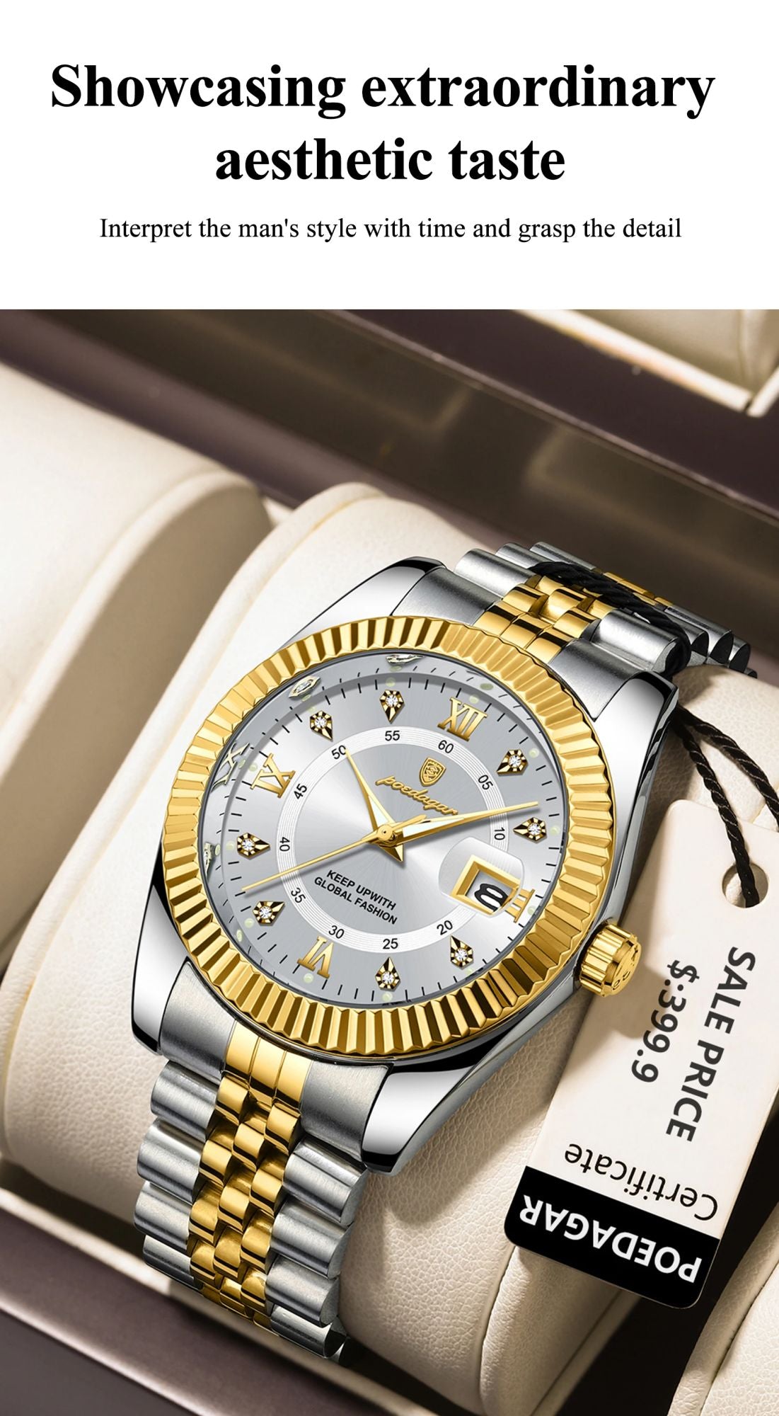 POEDAGAR Luxury Business Men Wristwatch Waterproof Luminous Date Military Man Watch Stainless Steel Fashion Men's Quartz Watches