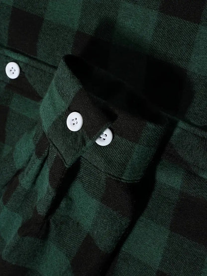 Spring and Autumn Fashion Cotton Long Sleeve Men's Shirt New Brushed Red Plaid Business Leisure Fit Flannel No iron