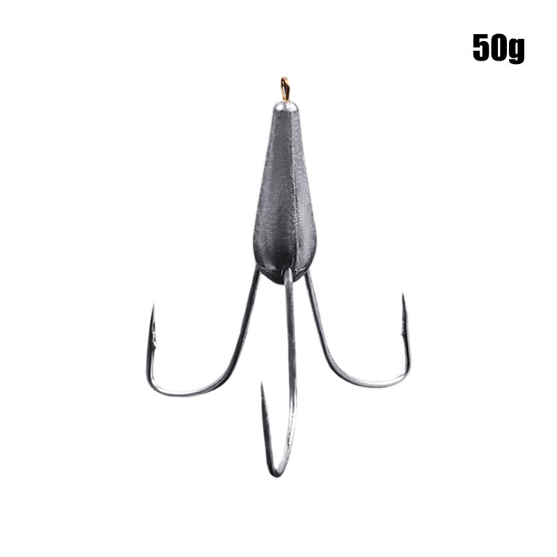 Anzóis de Pesca Triplos Prateados de Aço Carbono com Farpa 20g/30g/40g/50g/60g/80g Agulha de Pesca Acessórios de Pesca