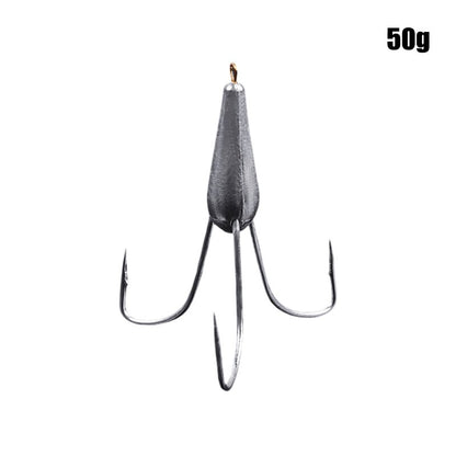 Anzóis de Pesca Triplos Prateados de Aço Carbono com Farpa 20g/30g/40g/50g/60g/80g Agulha de Pesca Acessórios de Pesca