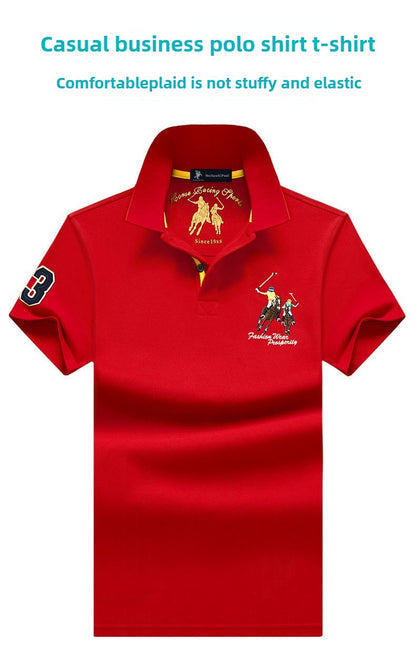 Summer Polo Shirt Men Cotton Casual Embroidery Polo T Shirt Solid Short Sleeve Lapel Button Shirt Business Fashion Designer Male