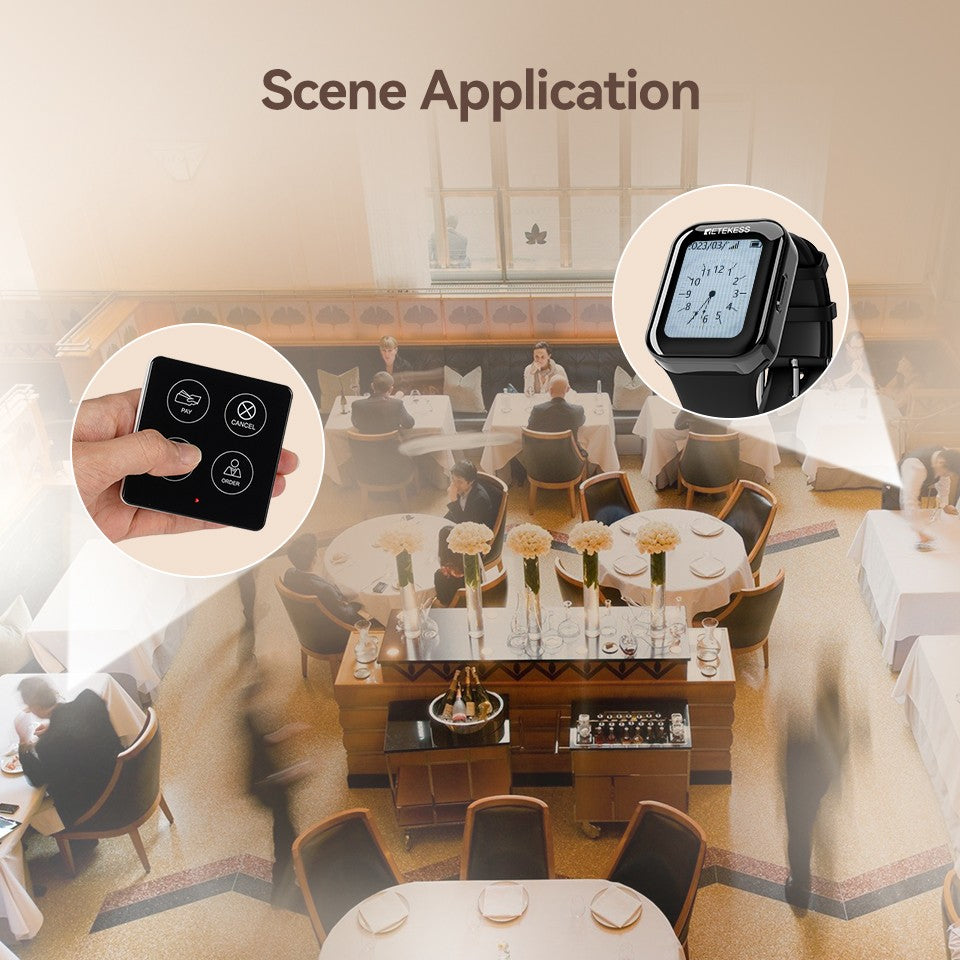 Retekess wireless calling system restaurant pagers TD113 waterproof touch watch TD033 waiter call buttons for cafe bar hookah