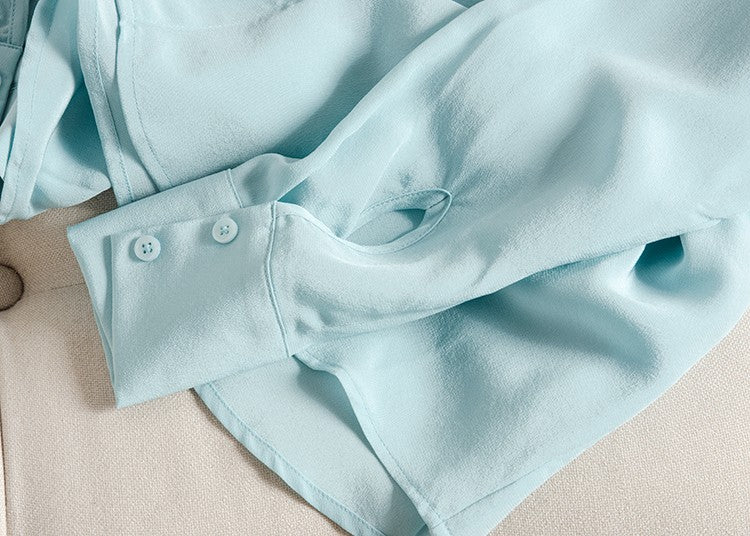 2025 Spring New Women's Silk Shirt Women's Long Sleeve 100% Mulberry Silk Blouse 16 MM White-collar OL Style Shirts For Women