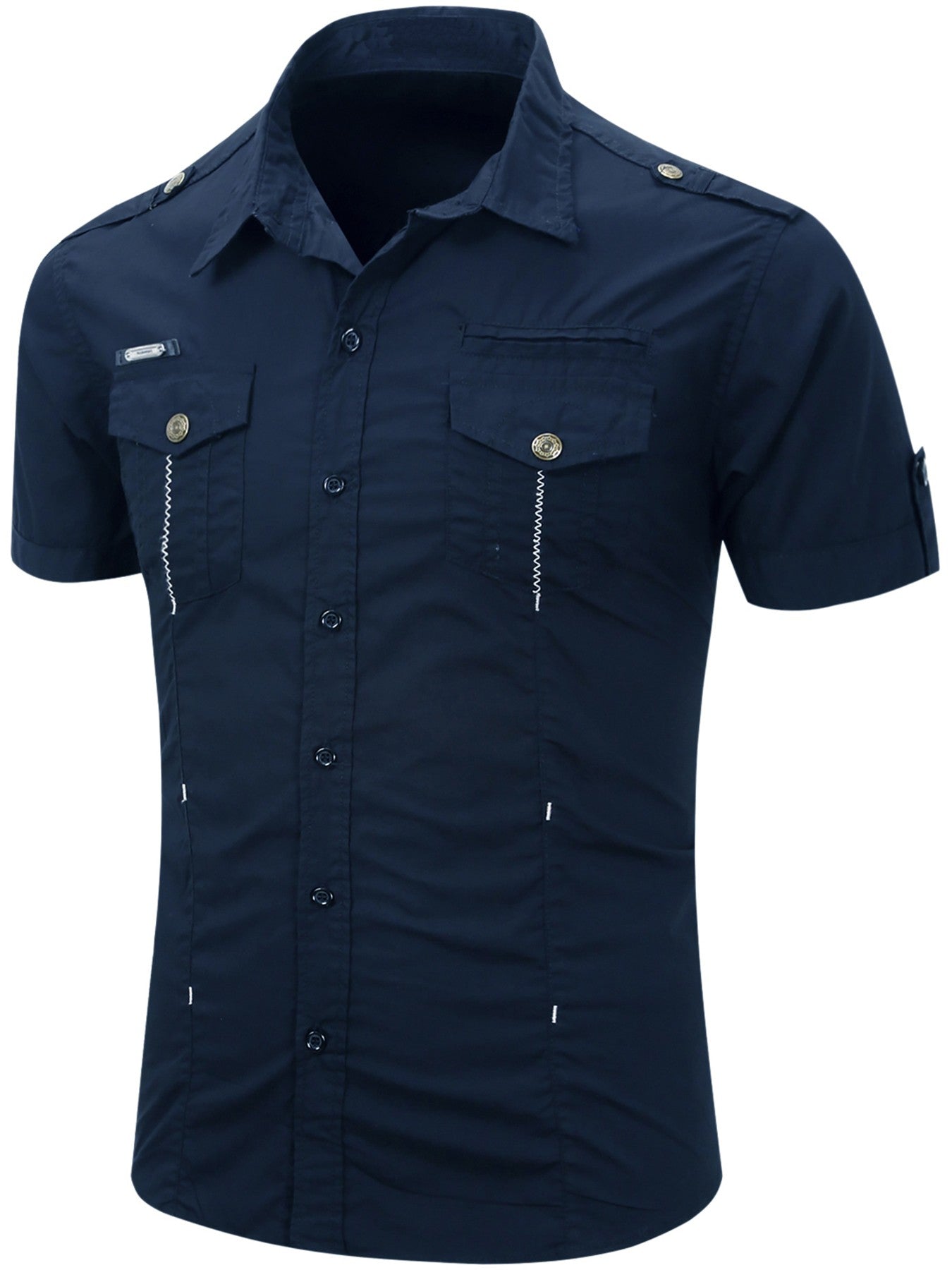New Fashion 2023 Men's Safari Shirt Short Sleeve Summer Casual Tactical 100% Cotton Cargo Outdoor Pocket Work Shirts for Men