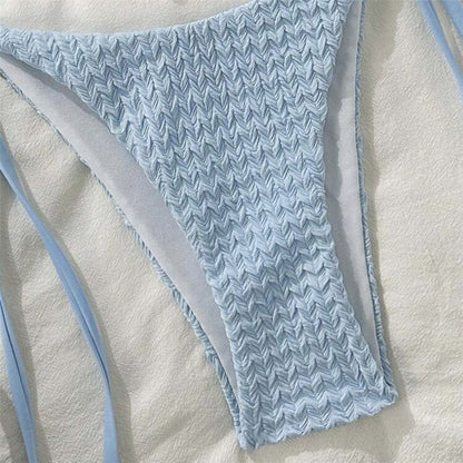 Yellow Halter String Triangle Micro Bikini Thong Solid Swimwears Micro Thong Sexy Swimsuit Women Bathing Suit Bikinis Sets 2025