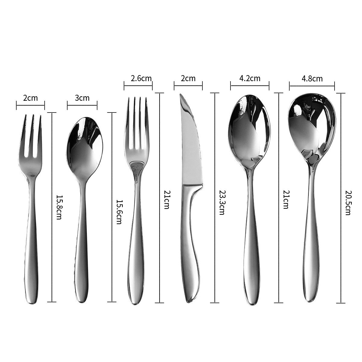 6 Peças de talheres de aço inoxidável 304, conjunto criativo de faca, garfo e colher para bife, para restaurante e hotel, conjunto de talheres de alta qualidade.