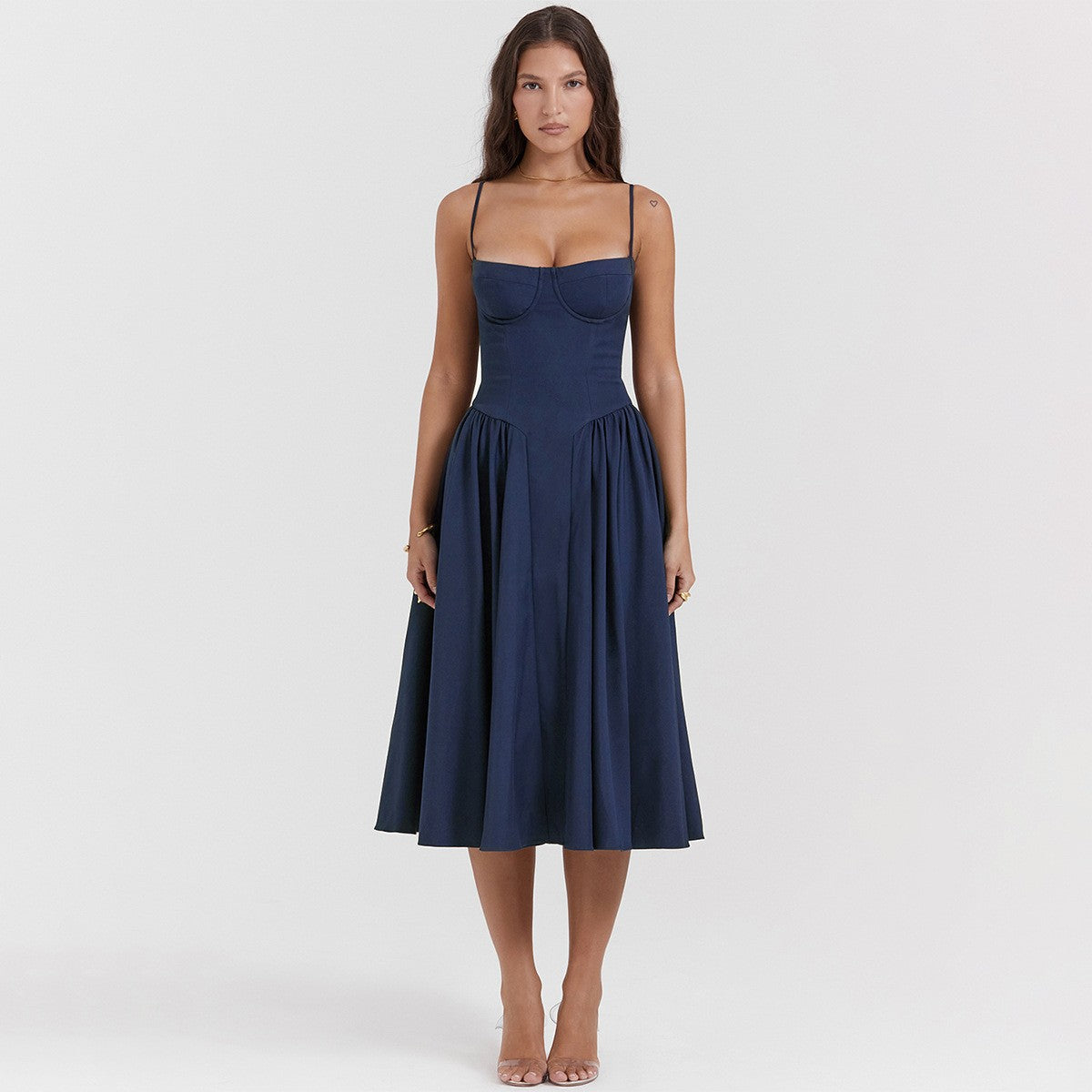 Summer Women Elegant Sleeveless Backless Pleated Dresses Lady Sexy Solid Sling M