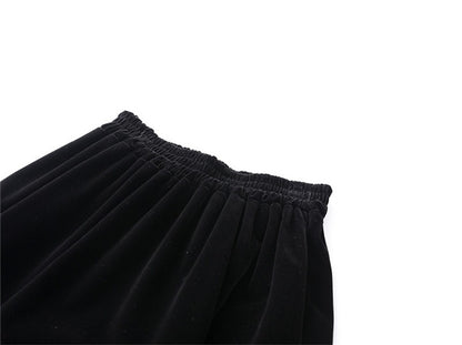 Preppy Style A-line Long Skirt Female Vintage Velvet Solid Skirt Autumn Winter Women Fashion High Waist Office Work Skirts 7XL