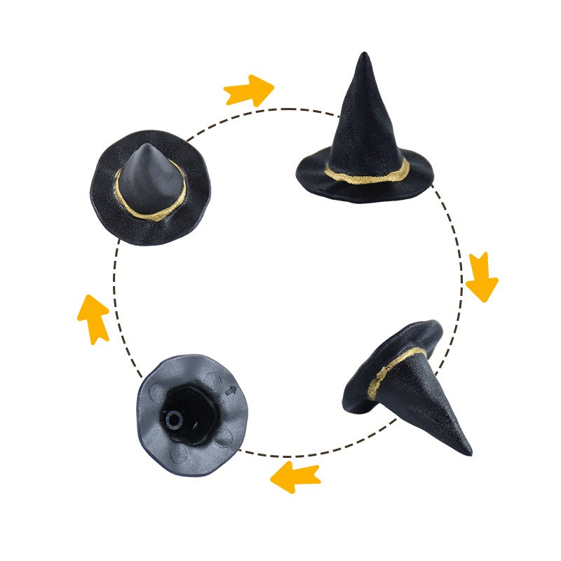10pcs Halloween Witch Hat Decorations Miniature Hats Cauldron Pots Kettle Ornament Halloween Party Home Decoration DIY Crafts