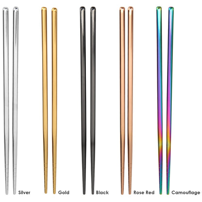 Pauzinhos Coloridos de Aço Inoxidável Portáteis Antiderrapantes Ecológicos Bastões de Comida Utensílios de Mesa de Cozinha