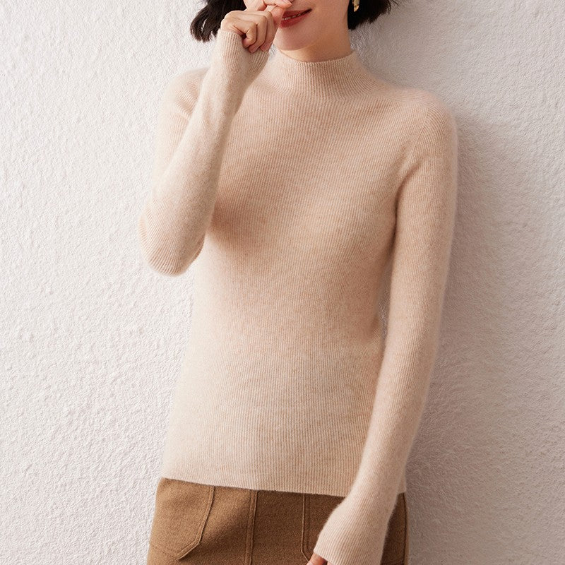 New women's sweater 100% pure cashmere high neck knitted pullover Korean version slim fit hot selling fashionable sweater