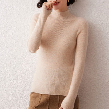 New women's sweater 100% pure cashmere high neck knitted pullover Korean version slim fit hot selling fashionable sweater