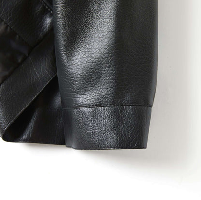 Men's Stand Collar Slim Fit Autumn Winter New Haining Leather Jacket Men's Middle-aged Plus Velvet Thickening