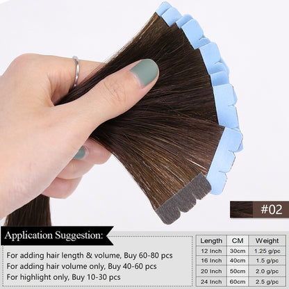 MRSHAIR Mini Extensões de Cabelo com Fita Cabelo Humano Fita Natural em Extensões de Cabelo 3x0.8cm Fita Invisível 10unid/pacote Para Cabelo Lateral