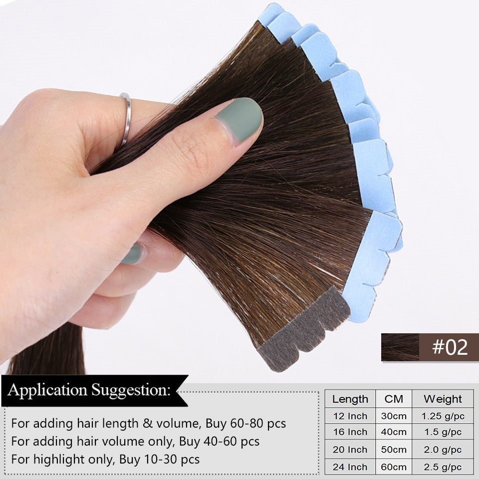 Mini Tape Human Hair Natural Tape in Hair Extentions 3x0.8cm Invisible Tape 10pcs/pack For Side Hair Shipping from the US