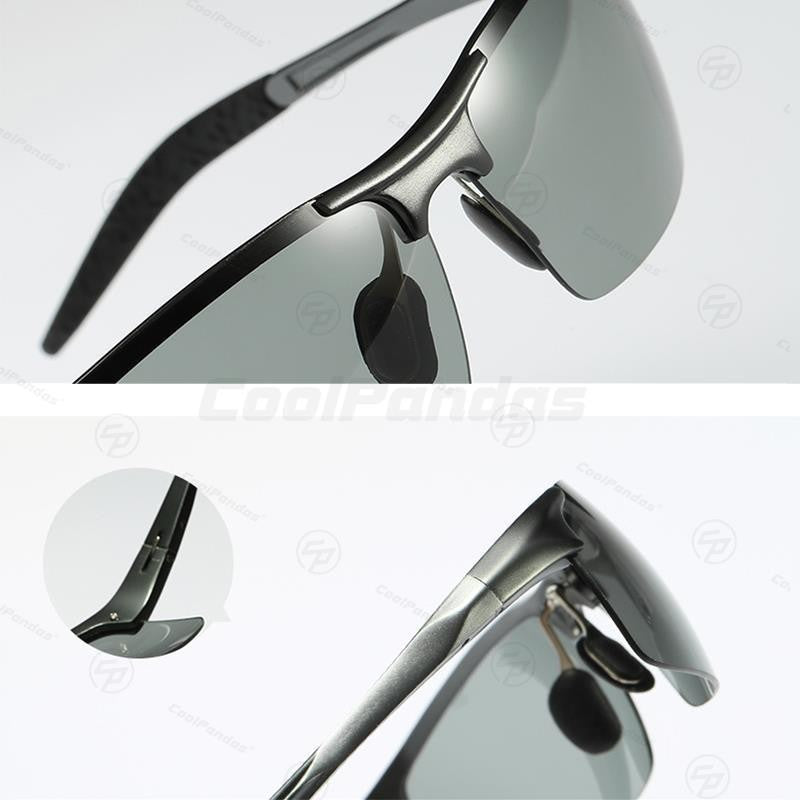 CoolPandas Óculos de Sol Fotocromáticos Masculinos Polarizados Sem Aro para Esportes ao Ar Livre Óculos de Condução Dia Noite Camaleão Óculos Masculinos