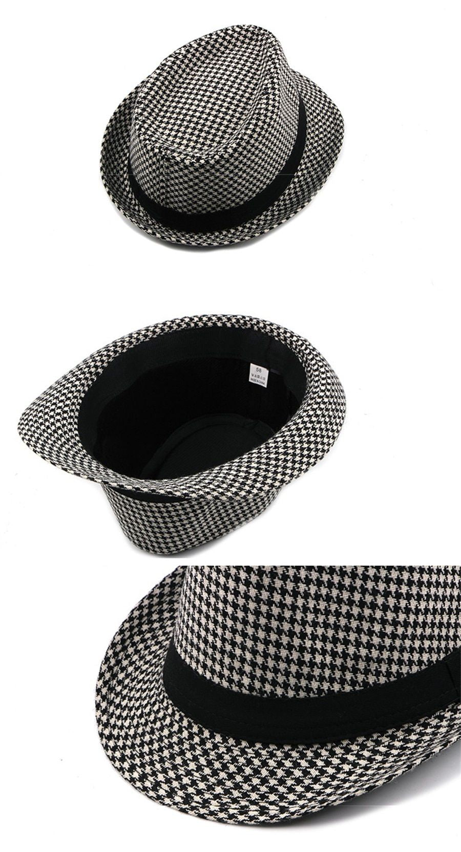 Primavera Verão Novo Chapéu Xadrez Vintage Masculino Chapéu de Lã para Homens de Meia-Idade e Idosos Chapéu de Cavalheiro Chapéu de Jazz