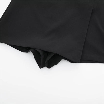 MUJER 2025 Asymmetric Skort For Women Black High Waist Mini Skirt Shorts Women C