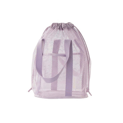 Travel Large Capacity Mesh Nylon Cosmetic Bag Organizer Foldable Casual Mesh Drawstring Bags Rope Bundle Pocket Swim Washing Bag
