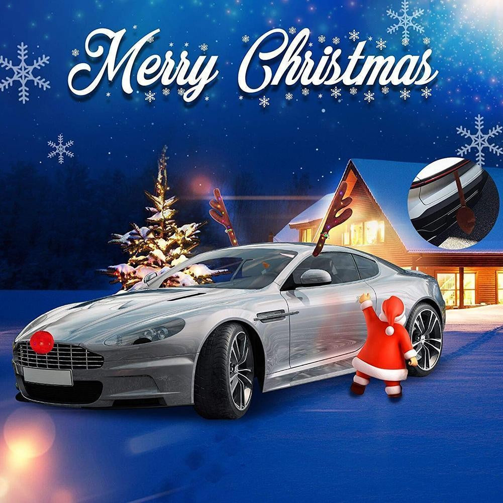 Acessórios de decoração de carro de Natal com chifres de LED luminosos, chifres de veado para carro, caminhão, SUV e decoração de veículos.