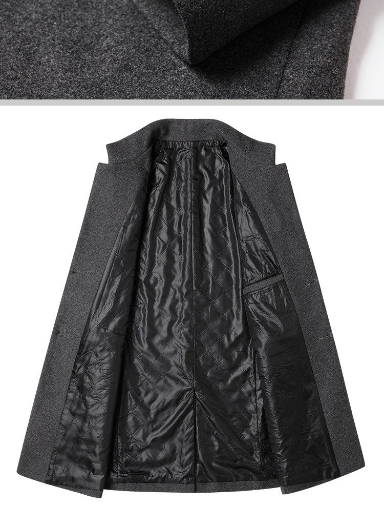 BROWON Brand Business Casual Trench Coat Men Chinese Style Solid Color Winter Coat Men 2025 Autumn and Winter Wool Coat for Men