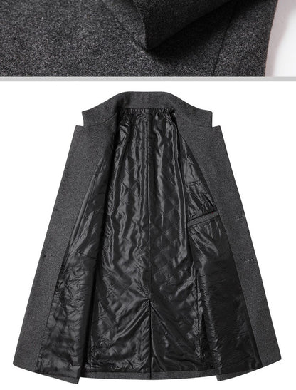 BROWON Brand Business Casual Trench Coat Men Chinese Style Solid Color Winter Coat Men 2025 Autumn and Winter Wool Coat for Men