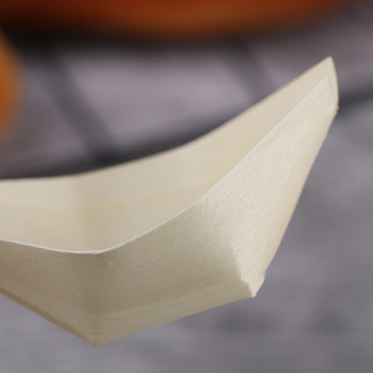 50Pcs Wood Boats Plates Sushi Salad Dessert Bowl Wood Serving Bowl Disposable Sushi Serving Trays Sushi Boat Plates