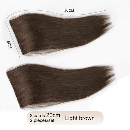 2 peças/conjunto de preenchimento capilar sintético, extensões de cabelo, peça de abertura e de reposição para topo, artefato de reposição