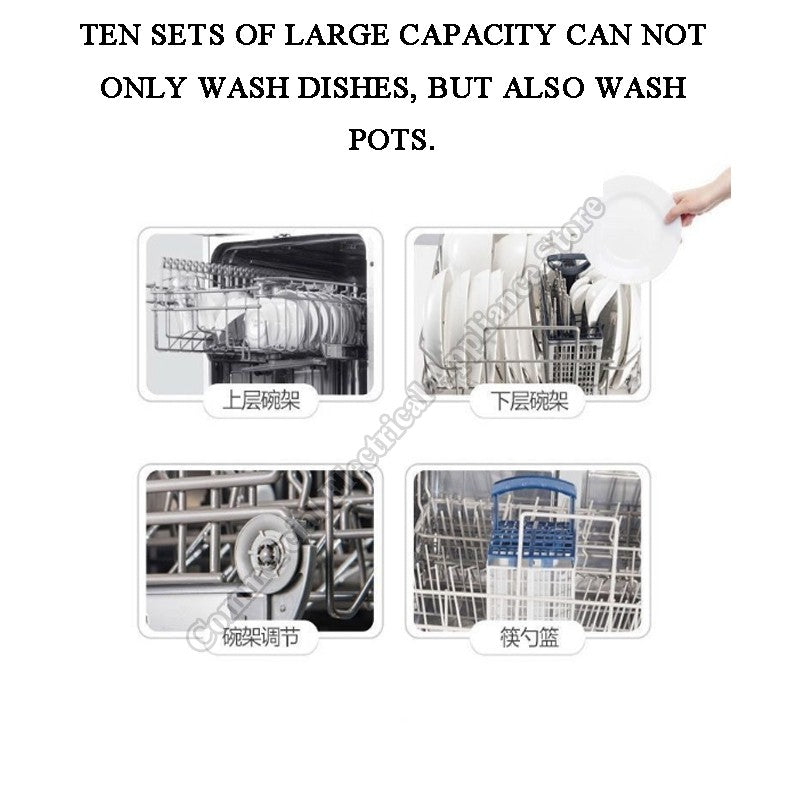 Dishwashers 10 Sets  Large Capacity Fully Automatic Multifunctional Embedded Independent Household Dishwashers