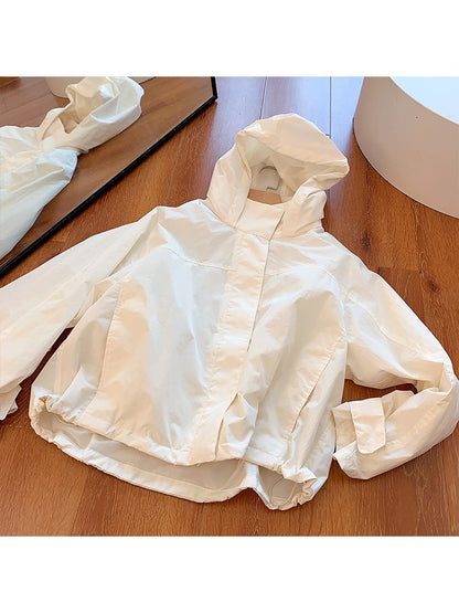 Mumaroho 2025 Autumn Winter Women Windbreaker Jacket Windproof Solid Long Sleeve Outdoor Sport Hooded Thin Coat Jacket For Women