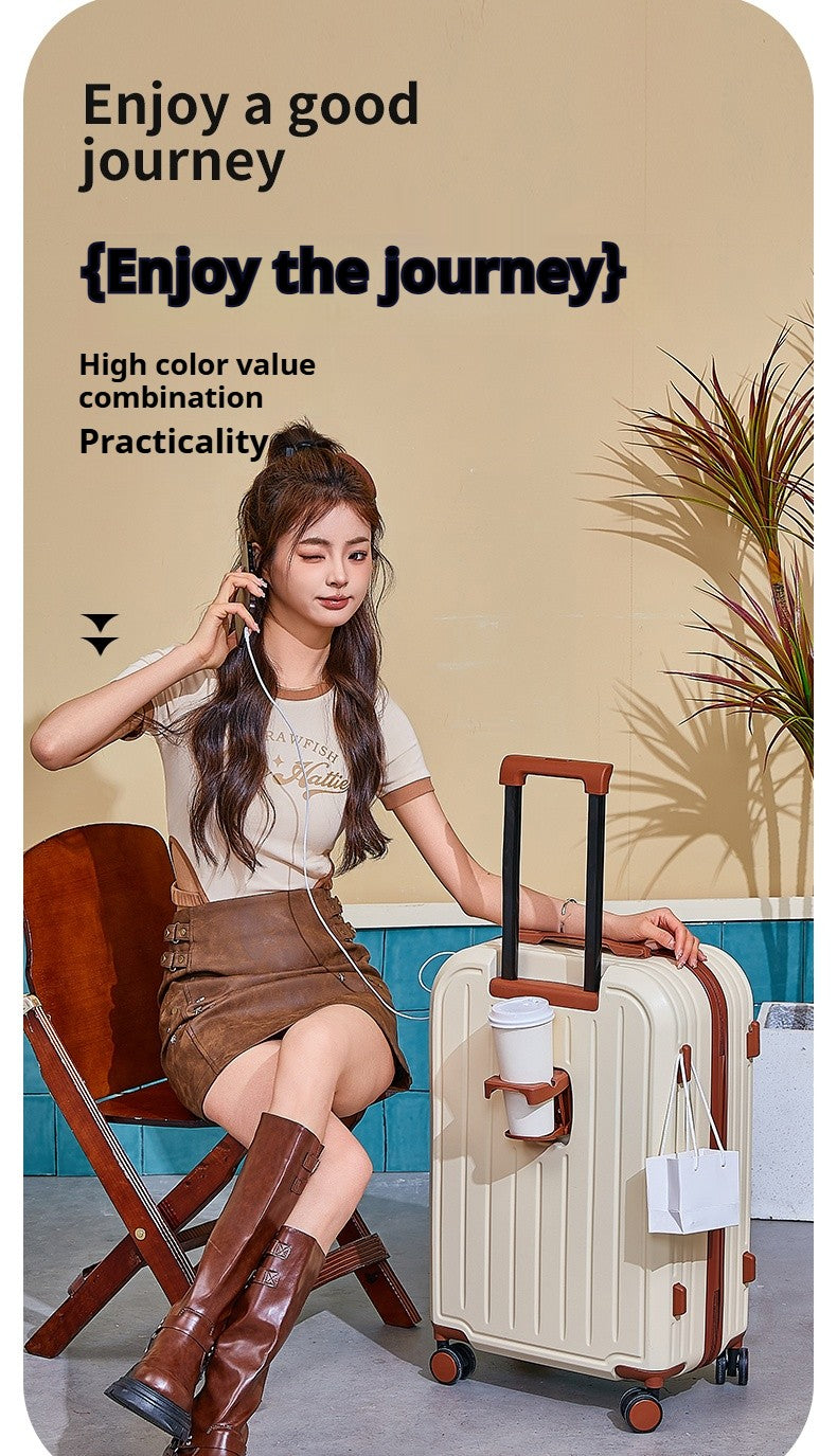 Mala de Viagem Nova Design com Porta-copos Mala Feminina de Bordo Mala de Viagem Feminina Conjunto de Malas de Viagem de 20 a 28 Polegadas Conjunto de Malas de Bordo em PC